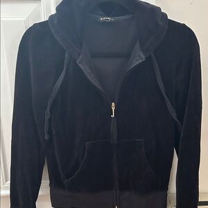 Juicy Couture Black Velour Hoodie Jacket and Pants TrackSuit Set